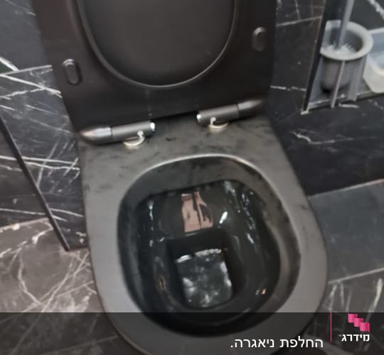 אסלה שחורה עם מברשת ניקוי בצד